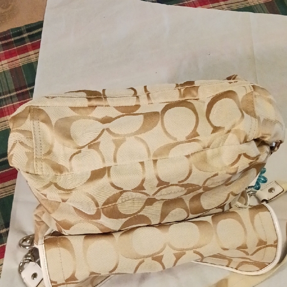 Coach Beige and White Signature Crossbody Bag - Picture 9 of 13